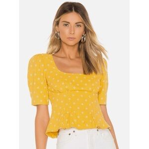 Majorelle-Mango Yellow Floral Women's Top-Size Small